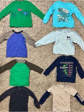8 Long Sleeve Toddler Boy Shirts Size 3T